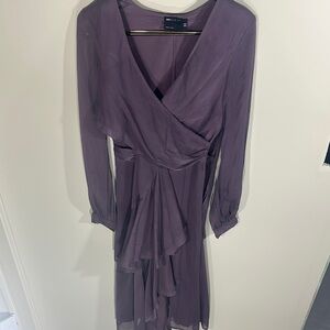 ASOS Purple Sheath Dress with Bishop Sleeves and V-Neck